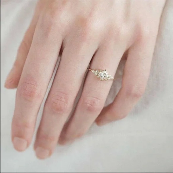 New Women’s Yellow Gold Plated Diamond Ring - Picture 3 of 3